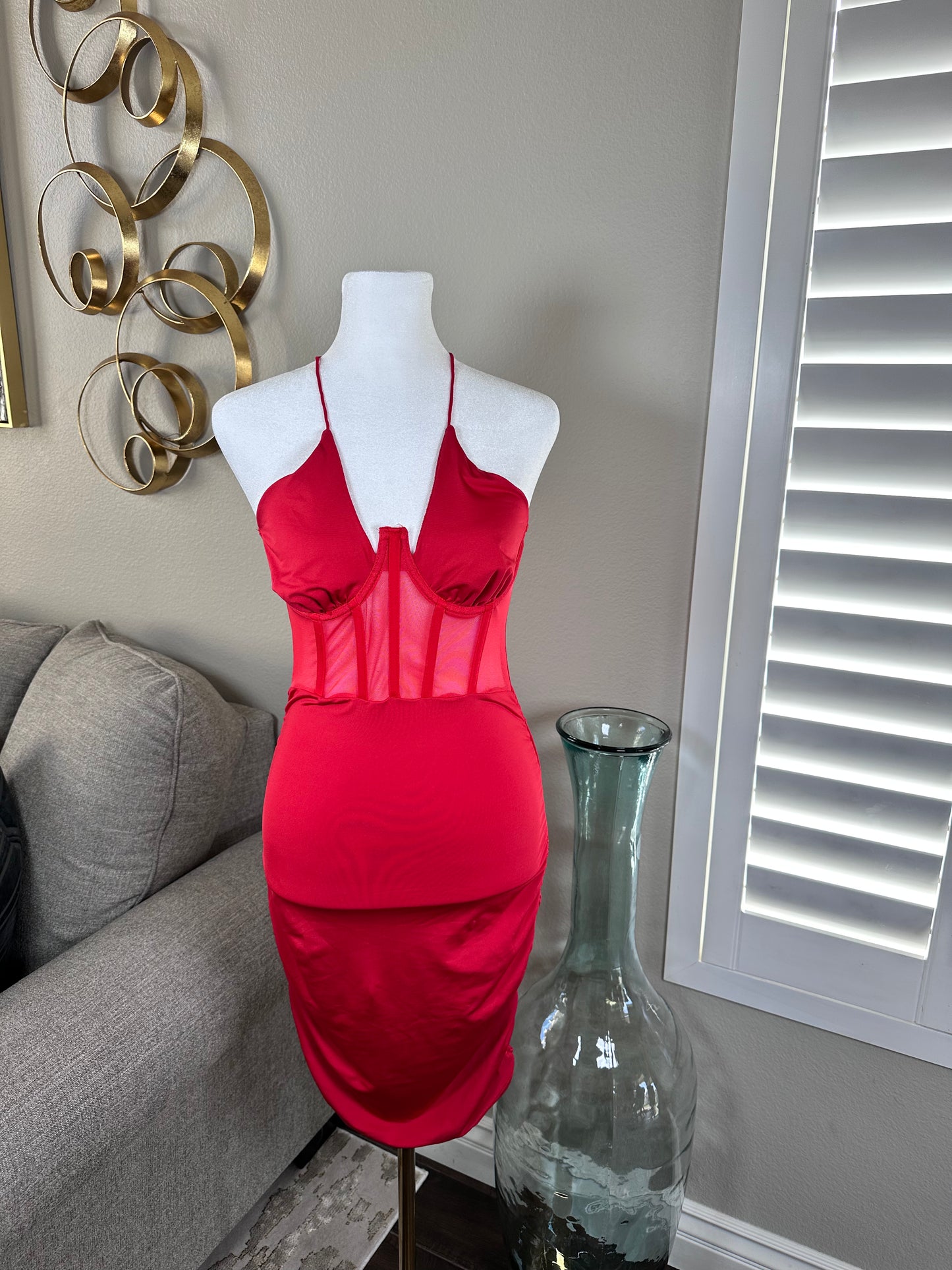 JULIETTE MESH DRESS RED