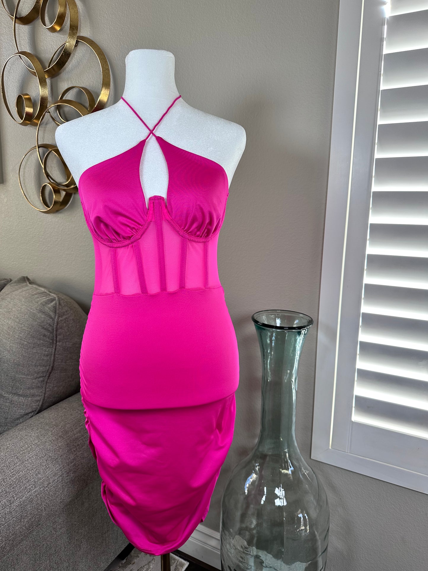 JULIETTE MESH PINK DRESS