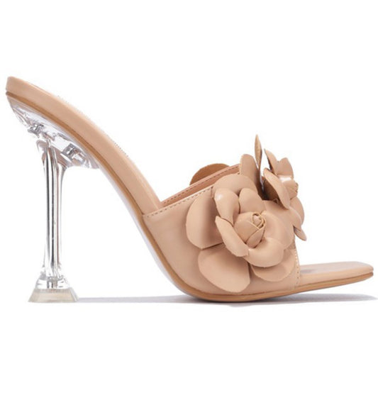 FLOWER NUDE HEELS