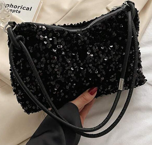Black sequence purse