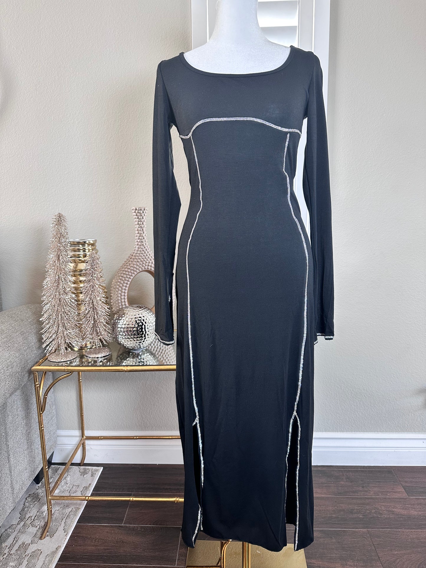 Miss classy black rhinestone dress